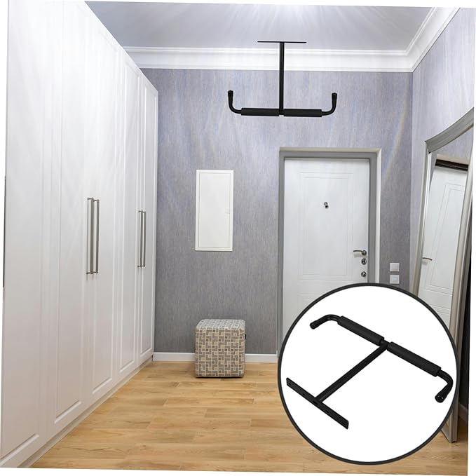 Garage Ceiling Storage Rack T-shaped Ceiling Hanging Rack Double Sided Hooks for Fishing Rods Bicycles Tools