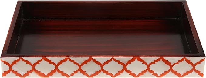 Handicrafts Home 10x6 Red Small Bathroom Tray, Vanity Organizer for Perfume & Cosmetics, Kitchen Counter, Bathroom Tray, Guest Towel Holder, Decorative Napkin Holder, Bathroom Countertop Storage