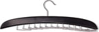 Wooden Tie Hanger,24 Tie Organizer Rack Hanger Holder Hook (Black, 24 Hooks)