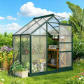 Aluminum Greenhouse with Polycarbonate Panels, Walk-in Garden Greenhouse for Outdoor Plant Growing, Durable Structure for Year-Round Gardening (Multi + Particle Board+MDF)