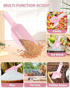 2 Cup Dog Food Scoop(2 Pack), Plastic Pet Food Scoop with Measuring Lines for Accurate Pet Food Portions,Dishwasher Safe (Pink)