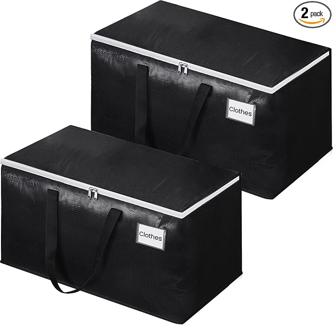Extra Large Moving Boxes-Moving Bags with Zipper, Carrying Handles and Tag Pocket-Moving Supplies for Space Saving-Totes for Storage-for moving, Storage, Camping and Travel 93L-2 Pack
