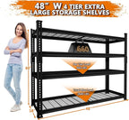 Storage Shelves Heavy Duty 2 PCS, 48"L x 18"W x 60"H Garage Wire Shelving Unit Loads 2640LBS, 4-tier Adjustable Metal Industrial Utility Shelf Rack for Kitchen, Laundry, Pantry, Warehouse, Basement