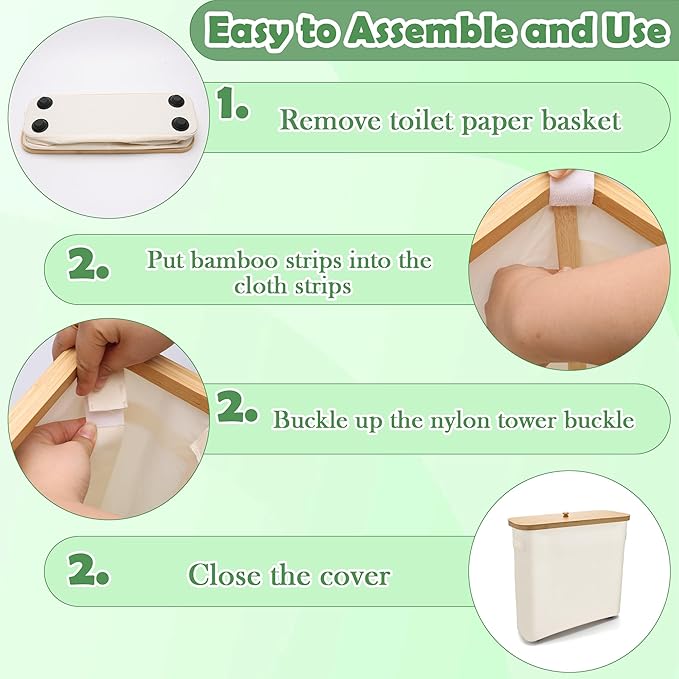 24L Toilet Paper Storage with Bamboo Lid and Anti Slip Foot Nail for 12-Roll Standard Toilet Paper Container Oxford Storage Holder with Handle Beige