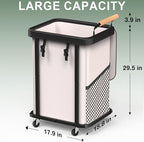 150L (40 Gal) Extra Large Fashion Laundry Basket with Wheels, Rolling Basket Hamper with Handle, Organizer Storage Cart with Sturdy Metal Frame for Laundry Room - White