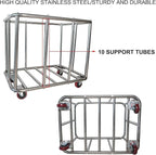Laundry Cart Commercial Black,11.35 Bushel Large Industrial Rolling Laundry Hamper with 4 Inch Wheels,Household Heavy Duty Laundry Baskets with Stainless Steel Frame, 260 LBS Weight Capacity