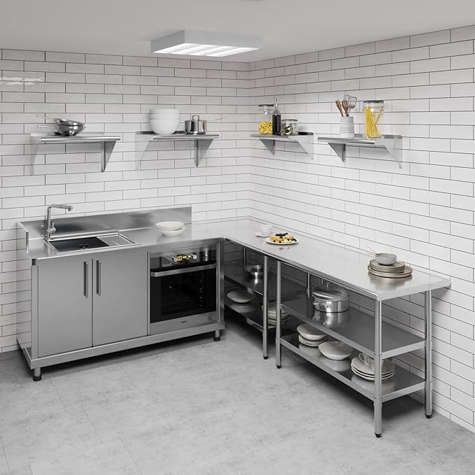 AmGood 10 in. x 24 in. Stainless Steel Wall Shelf | NSF | Metal Shelving | Garage, Laundry, Storage, Utility Room | Restaurant, Commercial Kitchen