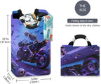 Skeleton Motorcycle Laundry Basket for College Dorm,50L Collapsible Portable Laundry Hamper Storage Basket for Toys Clothes Organizer