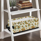 Multi-purpose Storage Basket Small Storage Bins Collapsible Rectangular Toilet Paper Basket Organizer for Bathroom Bedroom Kitchen Office Organization, Sunflower Bee