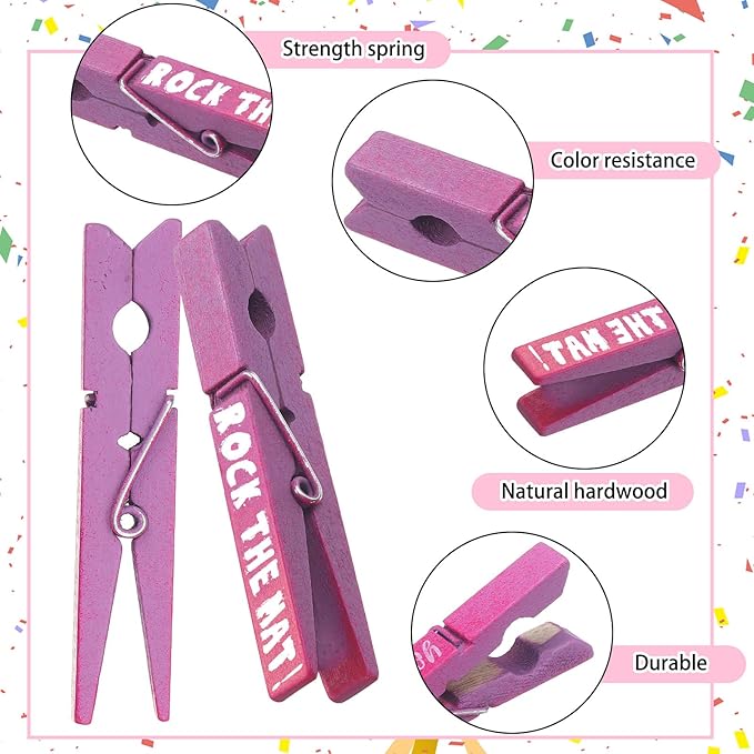 Kigeli 30 Pcs Spirit Clips Cheer Pins Cheerleader Gifts Clothes Pins for Backpacks Competition Glittered for Team Cheer Gifts Stuff Supplies Party Favors Accessories Bulk(Pink, Purple,Gradient)