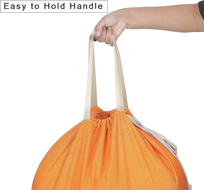 Heavy Duty Laundry Bag with Drawstring and Handle, Extra Large Travel Dirty Clothes Bag for Laundromat and Household, Durable Rip-Stop Laundry Hamper Liner, 28 x 40 Inch by SANFERGE, Orange
