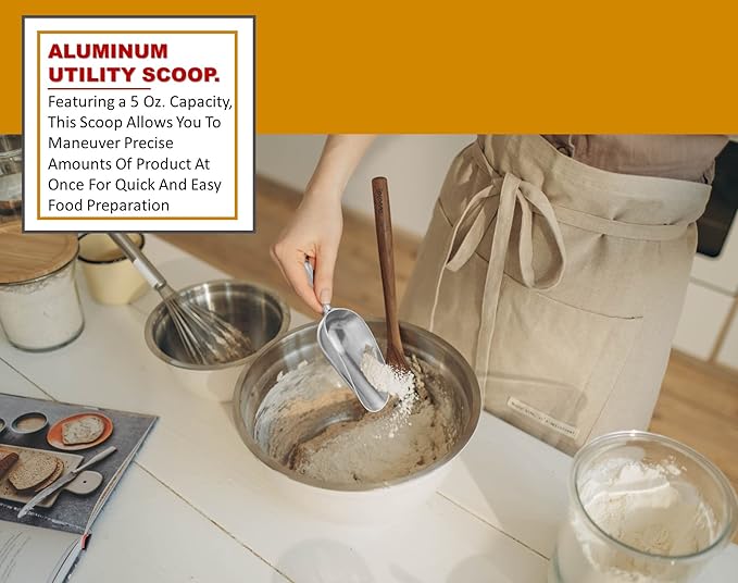 Cast Aluminum Utility Scoop, 5-Ounce - Round Bottom, Small ice scoop For Multi-Purpose Use, With Finger Groove Handle (Hand Wash Only) 5 oz.