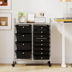 RELAX4LIFE 12-Drawer Rolling Storage Cart - Mobile Utility Drawer Carts with Wheels, Craft Organizers Cart for Classroom Organization and Storage, School, Office, Home