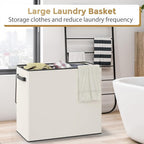 180L Laundry Hamper 3 Section, Large Laundry Basket with Lid, Laundry Basket Organizer with Handles, White Divided Laundry Baskets, Clothes Hampers for Laundry, Bedroom, Bathroom