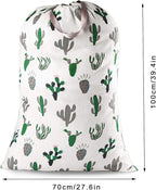 Extra Large Laundry Bag with Drawstring and Handle, Heavy Duty Travel Dirty Clothes Bag for Laundromat and Household, Durable Rip-Stop Laundry Hamper Liner, 28 x 40 Inch, Cactus