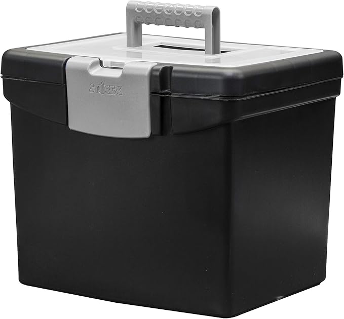 Storex File Storage Box Translucent Storage Lid, Black 1-Pack (61504F01C)