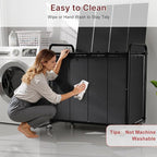 4-Compartment Laundry Cart with Lockable Wheels & Lid 180L Large Wheeled Laundry Basket Heavy-Duty Sorting Organizer for Laundry Room (Black)