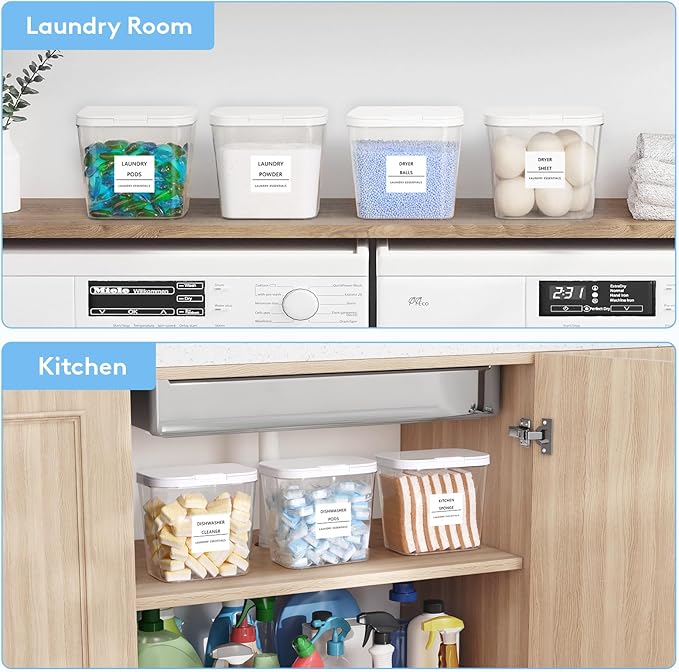 Lifewit Laundry Pods Container with Pop-up Lid, Laundry Room Organization, Dryer Sheet Holder for Washing Powder Scent Booster Beads, 2700 ml/0.72gal,5 Pcs