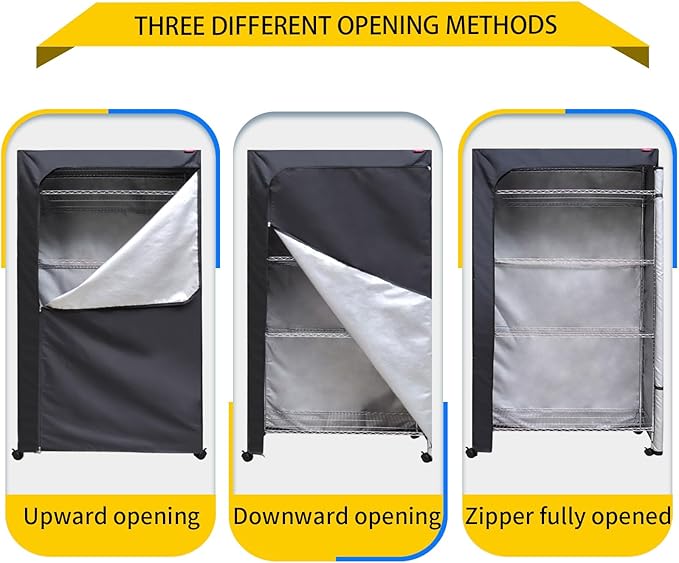 Plastic Storage Shelving Unit Cover Shelf Rack Dust Waterproof Cover 48X20X55,The Two-Way Zipper Design can be Opened up, Down, or All for Easy Access (No Shelves,Black)