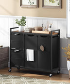 HOOBRO Laundry Sorter with 4 Section, 34 Gal. (127 L) Laundry Hamper with Wheels, Rolling Laundry Basket with Shelf, Pull-Out Detachable Bags, Side Pockets, Rustic Brown and Black BF14XY01N1