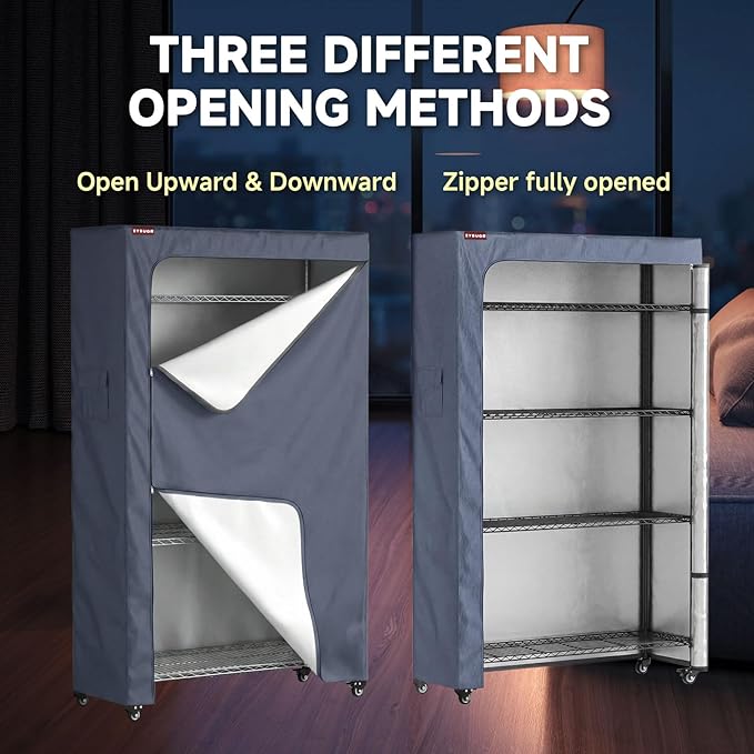 Large Wire Shelving Cover 48" W x 24" D x 72" H, 600D Oxford Waterproof Rack Cover with Storage Pocket, Heavy Duty Dustproof Shelf Unit Protector Guard for Warehouse & Garage