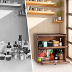 Sunhoo Bread Box for Kitchen Countertop Wooden Bread Storage Container Bin 2 Layer Breadbox Holder Large Capacity Keeper Vintage Farmhouse Food Organizer Pantry Shelf Acrylic Window（Black）