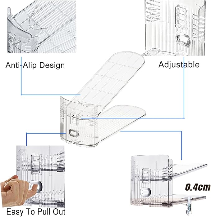 Shoe Slots Organizer for Closet 20PACK Shoe Stacker Adjustable Shoe Slots Organizer Shoe Space Savers Double Layer Stack Shoe Racks for Closet Organization Organizador de Zapatos (Transparent)