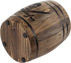 MyGift Rustic Burnt Wood Pirates Rum Cask Style Kitchen Utensil Crock, Vintage French Wine Barrel Cooking Tools Holder with Skull and Cutlass Sword Design