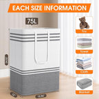 3 Pack Large Laundry Baskets, Laundry Hampers, Freestanding Waterproof Collapsible Clothes Bag with Extended & Reinforced Handles - Clothes Basket for Dorm, Bathroom, Home (75L)