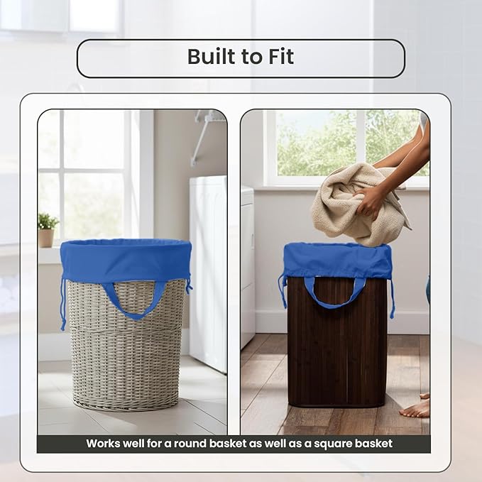 LFH Home Large Premium Cotton Canvas Laundry Bag with Drawstring and Handles Heavy Duty, Multi-Use, and Washable for Home, Travel, College or Storage 24x36 (Pack of 2)-Sky Blue