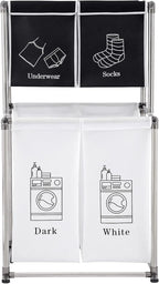 Laundry Hamper 2 Tier Laundry Sorter with 4 Removable Bags for Organizing Clothes, Laundry, Lights, Darks