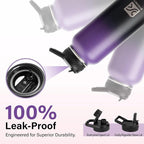Insulated Water Bottle | Thickened Stainless Steel Vacuum Metal | Portable Sports Water Jug for Gym and Hiking with Straw, Carrier Bag, Handle Strap | BPA-Free 32 oz