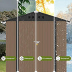 COMHOMA Shed Outdoor Storage Shed Metal,Lockable Doors Tool Sheds with Sloping Roof,Steel Garden Shed with Air Vent for Backyard,Patio,Lawn,Poolside(Brown,6'x4')