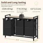 Heybly Laundry Hampers, 3 × 15 Gal (171 L) Laundry Basket with Large Desktop Sorter for Laundry Room organization, Bathroom and Dorm Laundry Bags on Storage Shelf Greige HLH003SG