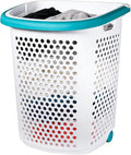 Plastic Rolling Laundry Basket with Pop-Up Handle & Wheels – 70.52 Liter (2 Bushel) Capacity, Ventilated Design, Easy to Clean, For Home & Laundry Room