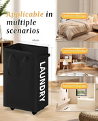 UULANFA Laundry Basket Wheels 75L with Removable Mesh Bag Waterproof Oxford Cloth Suitable for Bedroom Dormitory Clothing Storage Basket (Black*White*Gray)