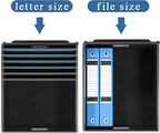 Huolewa File Organizer Box with Lid, Collapsible Faux Leather Hanging File Folder Box Organizer with Plastic Slides, Decorative Home/Office Filing System Boxes for File and Folders Storage