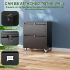 Aobabo 2 Drawer Lateral File Cabinet with 4 Detachable Wheels,Steel Filing Storage with Independent Locks and Index Card Holders for Home Office, 15.87" D x 28.94" W x 34" H, Black,Required Assembly