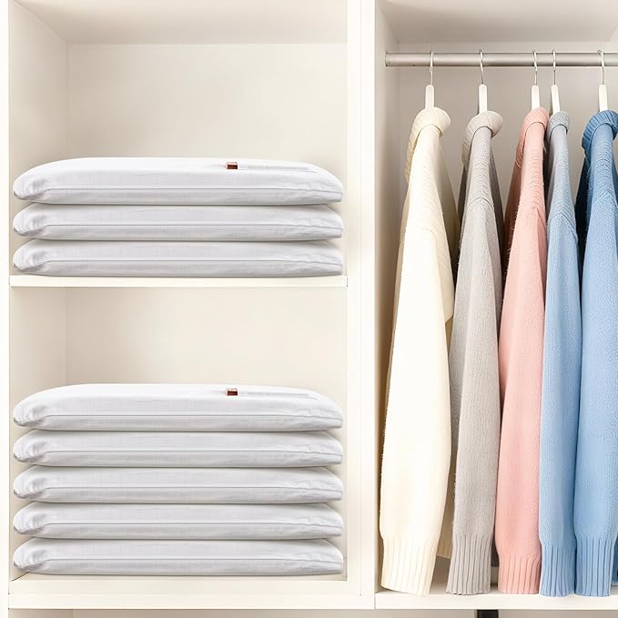 4 Pack Cashmere Storage Bags with 4 Cedar Blocks, Cotton Sweater Garment Storage Pouches with Natural Cedar for Odor Control, Closet Drawer Seasonal Clothing Organizer,17 x 13.5 Inch