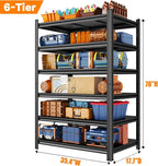 Metal Garage Shelving, 6-Tier 78" H x 35.4" W x 17.7" D Tall Heavy Duty Storage Shelves Unit, Adjustable & Sturdy, Rust-Resistant Utility Rack for Pantry, Kitchen, Basement, Warehouse