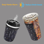 Reusable Neoprene Insulator Sleeve for Iced Coffee & Cold Soda, Coffee Sleeves for Iced & Hot Drinks, Cold Beverage Cooler Compatible with Starbucks, Dunkin (Dance Skull, Large: 32oz)