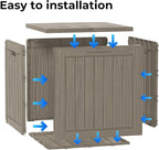 Outdoor Storage Box Waterproof, 35 Gallon Lockable Resin Deck Box Small, Patio Storage Bin for Pool Accessories Cushion Furniture, Garden Tools, UV-Resistant Outside Delivery Grey
