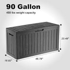 EasyUp 90 Gallon Deck Boxes Waterproof, Outdoor Large Storage Boxes with Lids, Outside Resin Storage Box & Deck Boxes for Patio, Garden Use(Black)