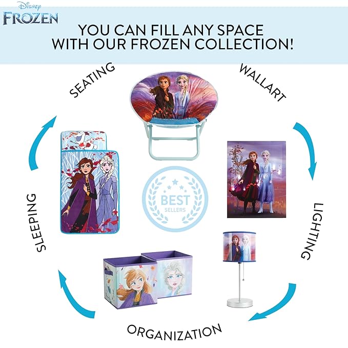 Frozen 2 Pop-Up Hamper for Kids,Laundry Hamper with Anna & Elsa Design, Durable Mesh Fabric & Carry Handles, 21”H x 13.5”W, Collapsible Storage for Bedroom or Playroom