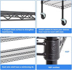 BestOffice | 6-Tier Wire Storage Shelves with Wheels | 18x48x78 | Black | Adjustable Racks | Heavy-Duty Metal Shelf, Holds Upto 600 lbs | No-Tool Assembly | Ideal for Home & Garage Shelving