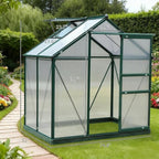 Aluminum Greenhouse with Polycarbonate Panels, Walk-in Garden Greenhouse for Outdoor Plant Growing, Durable Structure for Year-Round Gardening (Multi + Particle Board+MDF)