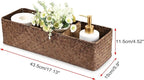 Seagrass Shelf Basket with Dividers, Rectangular Woven Storage Baskets for Organizing, Decorative Wicker Narrow Basket Tray with 3 Sections for Shelves, Toilet Tank, Bathroom Counter