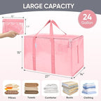 TICONN 2 Pack Extra Large Moving Bags Heavy Duty with Zippers & Carrying Handles, Durable Storage Bags Moving Boxes for Closet Organizers and Storage (2 Pack, Coral)