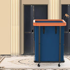 150L (40 Gal) Extra Large Fashion Laundry Basket with Wheels, Rolling Basket Hamper with Handle, Organizer Storage Cart with Sturdy Metal Frame for Laundry Room - Dark Blue