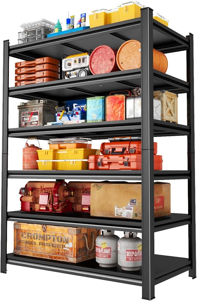 Metal Garage Shelving, 6-Tier 82" H x 39.4" W x 15.7" D Extra Tall Heavy Duty Storage Shelves Unit, Adjustable, Rust-Resistant Utility Rack for Warehouse, Basement, Pantry